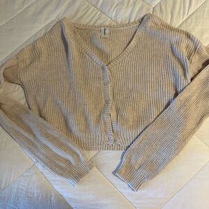 Women's Beige Cropped Sweater